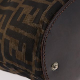 FENDI Zucca Canvas Hand Bag Black Brown Auth