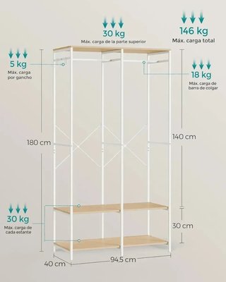 Armario ropero SONGMICS 40×94,5×180 cm beige