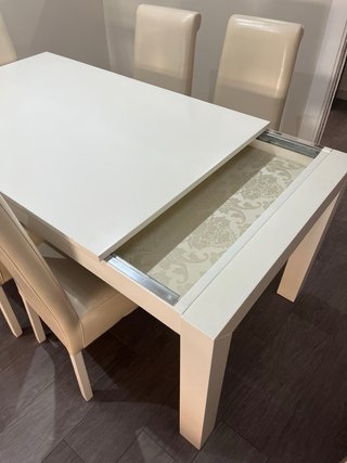 Mesa Comedor + 6 Sillas Cuero Beige