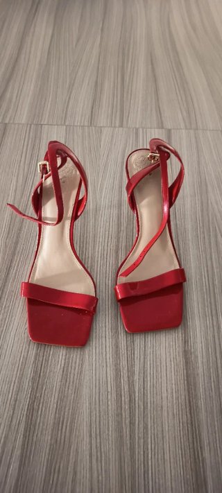 Sandalias Rojas Tiras Tobillo con tacón