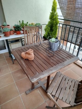 Mesa y 2 Sillas Madera Exterior
