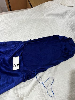 Vestido largo Zara azul con abertura