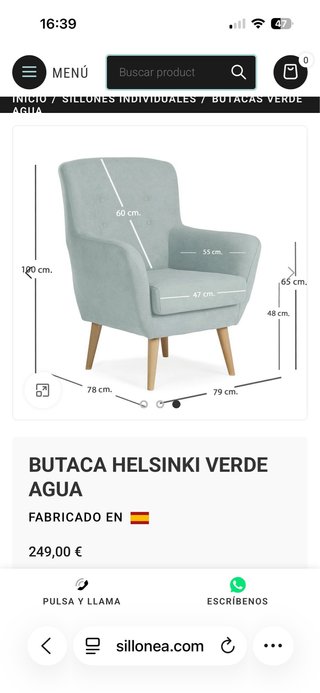 Butaca Sillón Verde Agua