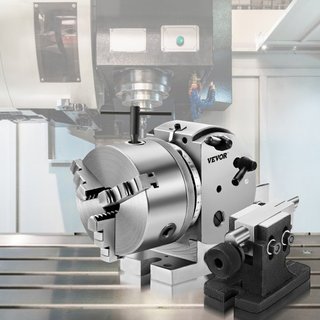 Cabezal de División de Precisión BS-0, Cabezal de División Horizontal con Chuck de 3 Garras, Tailstock MT2, Cabezal de División Semi Universal de 12.7 cm BS-0 para Máquina Fresadora Corte de Engra...