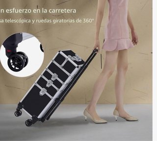 Maletín de maquillaje con ruedas y cierre