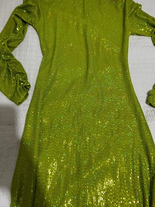 Vestido fiesta lentejuelas verde/dorado