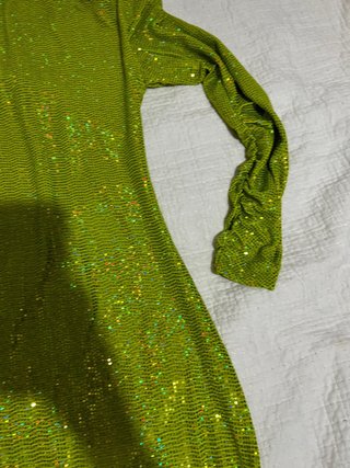 Vestido fiesta lentejuelas verde/dorado