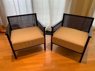 Set 2 poltrone Andreu World in rattan e legno nero