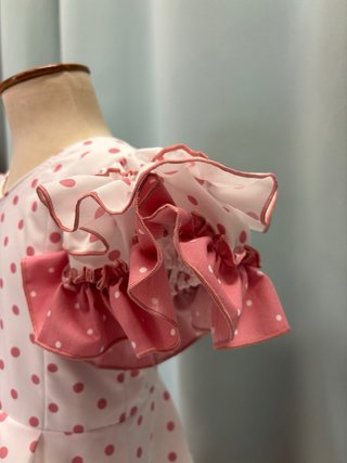 Traje Flamenca Niña Blanco/Rosa Lunares