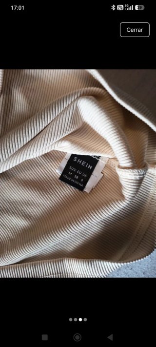 Camiseta beige volantes manga talla M de shein
