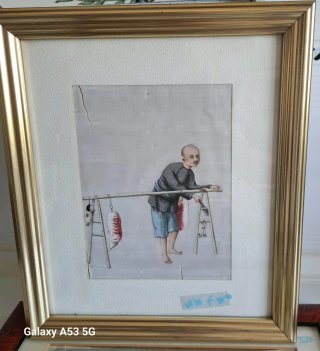 Pintura china papel arroz siglo XIX