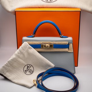 Bolso Hermes Kelly 20 Gris Azulado