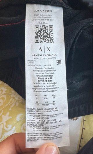 Pantaloni Armani Exchange neri con banda rossa