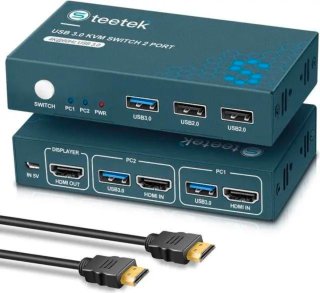 Steetek KVM Switch HDMI/ USB 3.0 2 Puertos 4K@60Hz