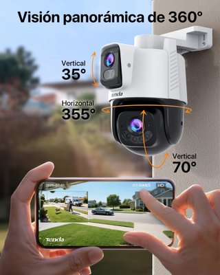Tenda Cámara WiFi Exterior 6MP Doble Lente PTZ