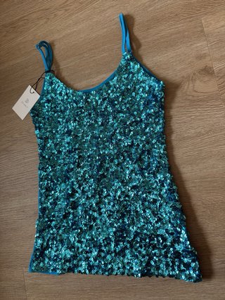Top lentejuelas azul y turquesa