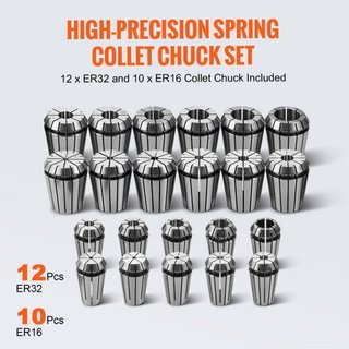 Juego de Portacuchillas CAT40 Collet ER 16/32, 35 PCs, Portacuchillas SLN FMB ER16/32 APU, Chuck de Collet de Acero Resorte con 10 Estudiantes de Extracción y 3 Llaves, para Fresadoras, Prensas de...