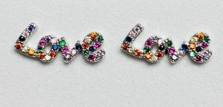 Pendientes “LOVE” de circonitas y plata de ley 925