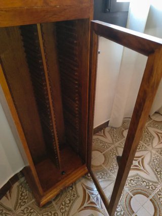 Vintage Mueble madera CD/Multimedia con cristal