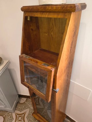 Vintage Mueble madera CD/Multimedia con cristal