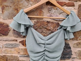 Vestido Zara verde drapeado Talla XS
