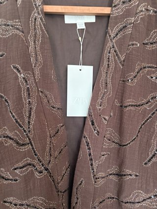 Kimono Zara Marrón Lentejuelas Talla XS-S