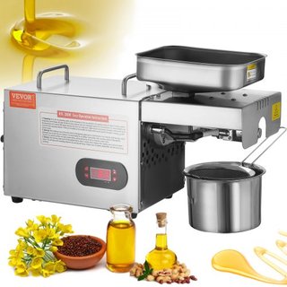 Máquina de Prensa de Aceite Eléctrica, Extractor de Aceite de Acero Inoxidable de 850W, Temperatura Ajustable de 0-300℃ / 32 - 572 ℉, Prensa de Aceite en Caliente para Prensar Cacahuetes, Semillas...
