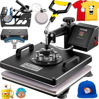 Máquina de Prensa de Calor, 15 x 15 Pulgadas, Impresora de Transferencia de Sublimación para Camisetas 5 en 1 Combo con Recubrimiento de Teflón, Accesorios para Taza/Gorra/Plato Incluidos, Certifi...