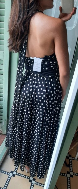 Vestido largo lunares halter