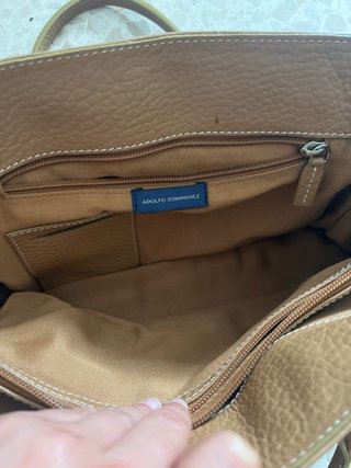 Bolso de piel marrón y beige