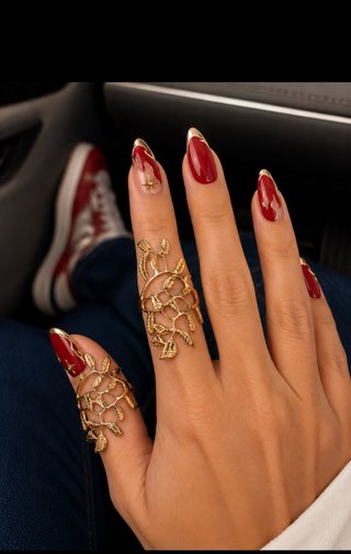 2 Anillos Hojas Doradas Ajustables