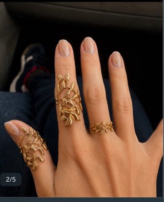 2 Anillos Hojas Doradas Ajustables