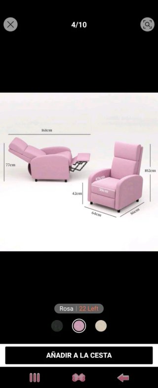 Sillón Reclinable Rosa Tela