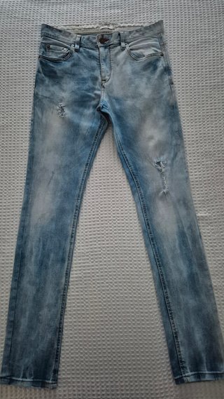 Pantalón azul claro vaquero ajustado Pull&Bear