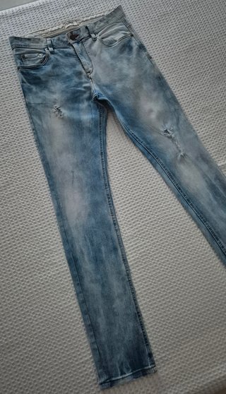 Pantalón azul claro vaquero ajustado Pull&Bear