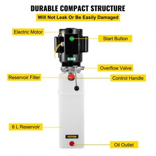 Unidad de Potencia Hidráulica para Elevador de Coche 6L 220V 50hz 1 ph 2750 PSI Auto
