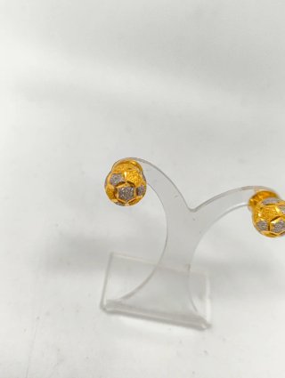 Pendientes Balón Futbol Oro 21kt bicolor brillo