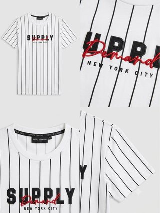 Camiseta Supply & Demand Rayas Negras Talla M