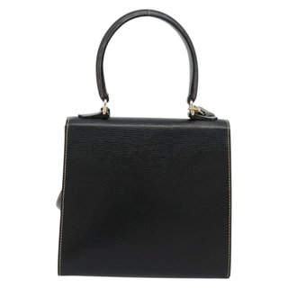 CELINE Hand Bag Leather 2way Black Gold Auth