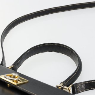 CELINE Hand Bag Leather 2way Black Gold Auth