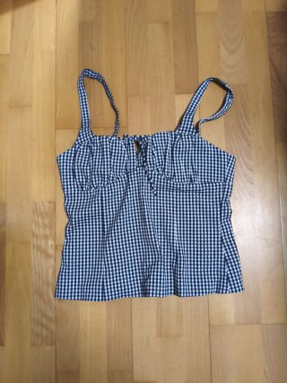 Top Zara cuadros azul y blanco Talla XL
