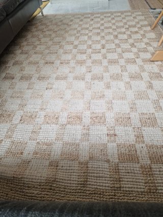 Alfombra Yute Cuadros Beige/Marrón 160 x 230