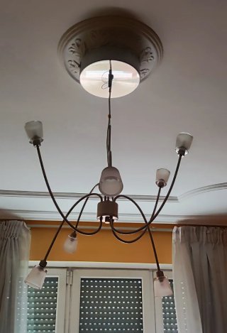 Lámpara colgante 7 bombillas cristal y metal