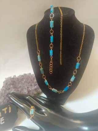 Parure Apatite Collana, Bracciale, Anello