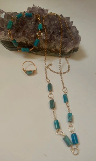 Parure Apatite Collana, Bracciale, Anello