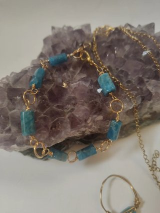 Parure Apatite Collana, Bracciale, Anello