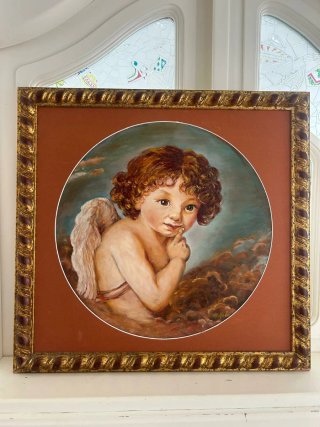 Cuadro de ángel en lienzo y marco