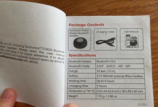 Altavoz Ducha TaoTronics Inalámbrico Negro