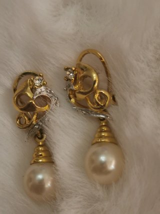 Pendientes perla chapado oro