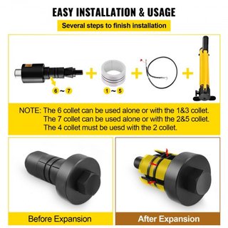 Expansor de Tubo de Escape Hidráulico, tamaño de 4.1 a 10.8 cm, Estirador de Tubo Hidráulico Manual de 10 T con 4 Matrices y 2 Estuches de Almacenamiento para Tubos de Cobre y Aluminio en Reparaci...